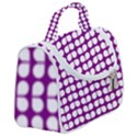 Purple And White Leaf Pattern Satchel Handbag View2