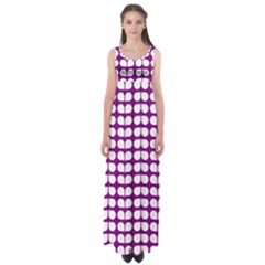 Purple And White Leaf Pattern Empire Waist Maxi Dress by GardenOfOphir