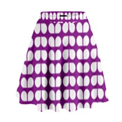 Purple And White Leaf Pattern High Waist Skirt by GardenOfOphir