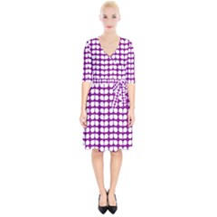 Purple And White Leaf Pattern Wrap Up Cocktail Dress by GardenOfOphir