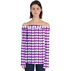 Purple And White Leaf Pattern Off Shoulder Long Sleeve Top by GardenOfOphir