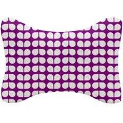 Purple And White Leaf Pattern Seat Head Rest Cushion by GardenOfOphir