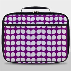 Purple And White Leaf Pattern Full Print Lunch Bag by GardenOfOphir