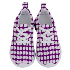 Purple And White Leaf Pattern Running Shoes by GardenOfOphir