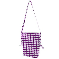 Purple And White Leaf Pattern Folding Shoulder Bag by GardenOfOphir