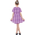 Purple And White Leaf Pattern Kids  Short Sleeve Shirt Dress View2