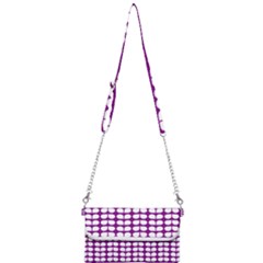 Purple And White Leaf Pattern Mini Crossbody Handbag by GardenOfOphir