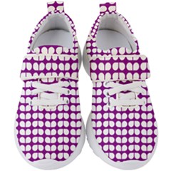 Purple And White Leaf Pattern Kids  Velcro Strap Shoes by GardenOfOphir