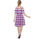 Purple And White Leaf Pattern Cut Out Shoulders Chiffon Dress View2