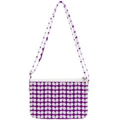 Purple And White Leaf Pattern Double Gusset Crossbody Bag by GardenOfOphir