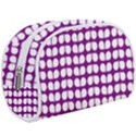 Purple And White Leaf Pattern Make Up Case (Large) View1