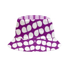 Purple And White Leaf Pattern Bucket Hat by GardenOfOphir