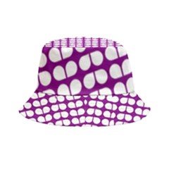 Purple And White Leaf Pattern Inside Out Bucket Hat by GardenOfOphir