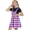 Purple And White Leaf Pattern Kids  Apron Dress View2