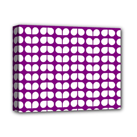 Purple And White Leaf Pattern Deluxe Canvas 14  X 11  (stretched) by GardenOfOphir