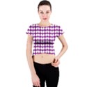 Purple And White Leaf Pattern Crew Neck Crop Top View1