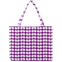 Purple And White Leaf Pattern Mini Tote Bag by GardenOfOphir