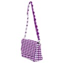 Purple And White Leaf Pattern Shoulder Bag with Back Zipper View2