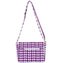 Purple And White Leaf Pattern Shoulder Bag with Back Zipper View3