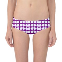 Purple And White Leaf Pattern Classic Bikini Bottoms by GardenOfOphir