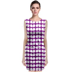 Purple And White Leaf Pattern Classic Sleeveless Midi Dress by GardenOfOphir