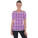 Purple And White Leaf Pattern Shoulder Cut Out Short Sleeve Top View1