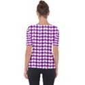 Purple And White Leaf Pattern Shoulder Cut Out Short Sleeve Top View2