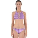 Purple And White Leaf Pattern Perfectly Cut Out Bikini Set View1