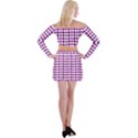 Purple And White Leaf Pattern Off Shoulder Top with Mini Skirt Set View2