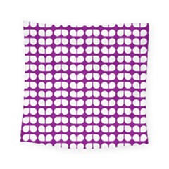 Purple And White Leaf Pattern Square Tapestry (small) by GardenOfOphir