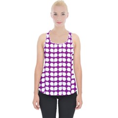 Purple And White Leaf Pattern Piece Up Tank Top