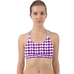 Purple And White Leaf Pattern Back Web Sports Bra by GardenOfOphir