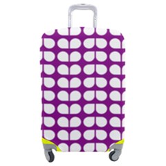 Purple And White Leaf Pattern Luggage Cover (medium) by GardenOfOphir