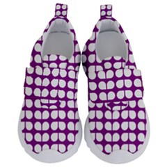 Purple And White Leaf Pattern Kids  Velcro No Lace Shoes by GardenOfOphir