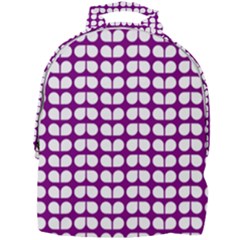 Purple And White Leaf Pattern Mini Full Print Backpack by GardenOfOphir