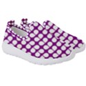 Purple And White Leaf Pattern Kids  Slip On Sneakers View3