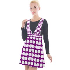 Purple And White Leaf Pattern Plunge Pinafore Velour Dress by GardenOfOphir