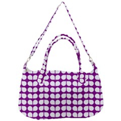 Purple And White Leaf Pattern Removal Strap Handbag by GardenOfOphir