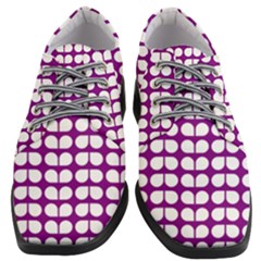 Purple And White Leaf Pattern Women Heeled Oxford Shoes by GardenOfOphir