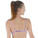 Purple And White Leaf Pattern Tie Up Cut Bikini Top View2