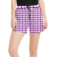 Purple And White Leaf Pattern Women s Runner Shorts by GardenOfOphir