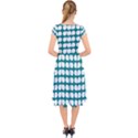 Teal And White Leaf Pattern Cap Sleeve Front Wrap Midi Dress View2