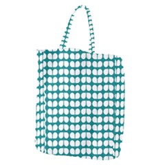 Teal And White Leaf Pattern Giant Grocery Tote by GardenOfOphir