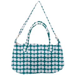 Teal And White Leaf Pattern Removal Strap Handbag by GardenOfOphir