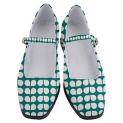 Teal And White Leaf Pattern Women s Mary Jane Shoes by GardenOfOphir