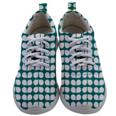 Teal And White Leaf Pattern Mens Athletic Shoes by GardenOfOphir