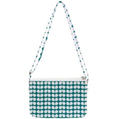 Teal And White Leaf Pattern Double Gusset Crossbody Bag by GardenOfOphir