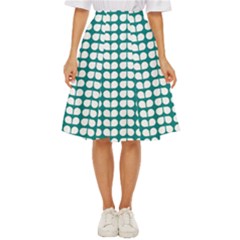 Teal And White Leaf Pattern Classic Short Skirt by GardenOfOphir