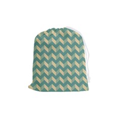 Modern Retro Chevron Patchwork Pattern Drawstring Pouch (medium) by GardenOfOphir