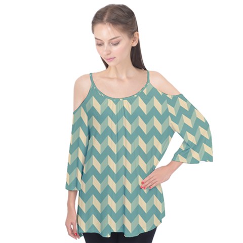 Modern Retro Chevron Patchwork Pattern Flutter Tees by GardenOfOphir